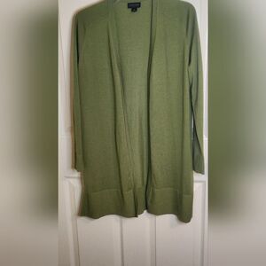 Carlisle Collection L Olive 100% CASHMERE Knit Lslv Women’s Opened Cardigan
